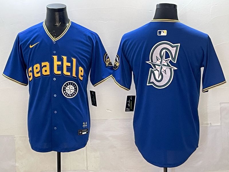 Men 2025 Seattle Mariners Blank Blue City Edition Nike MLB Jersey 37